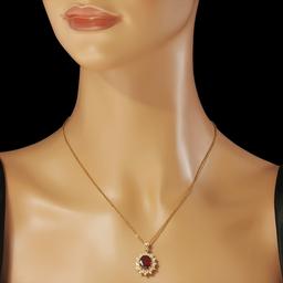 14K Gold 3.91ct Ruby 0.63ct Diamond Pendant