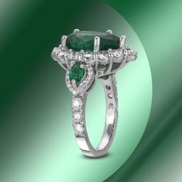 14K Gold 4.01cts Emerald & 1.85cts Diamond Ring