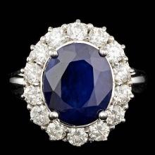 14k Gold 5.50ct Sapphire 1.50ct Diamond Ring