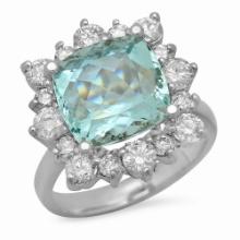 14K Gold 5.79ct Aquamarine 1.44ct Diamond Ring