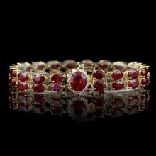 14k Yellow Gold 50ct Ruby 0.75ct Diamond Bracelet