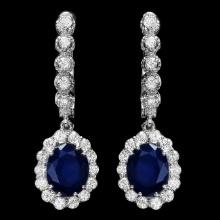 14k Gold 5.21ct Sapphire 1.26ct Diamond Earrings