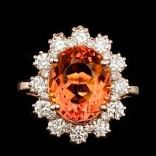 14k Rose Gold 4.50ct Citrine 1.30ct Diamond Ring