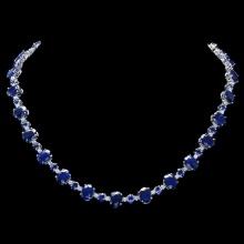14k Gold 58ct Sapphire 2.15ct Diamond Necklace