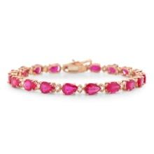 14K Gold 17.10ct Ruby 0.60cts Diamond Bracelet