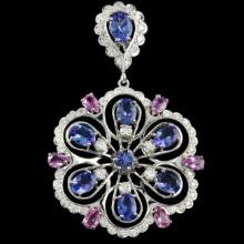 14k Gold 5.00ct Tanzanite 1.90ct Diamond Pendant