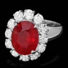 14k White Gold 5.00ct Ruby 1.50ct Diamond Ring