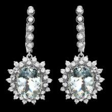 14k 8.50ct Aquamarine 2.00ct Diamond Earrings