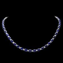 18k Gold 40.00ct Sapphire 1.90ct Diamond Necklace