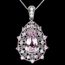 14k Gold 8.45ct Kunzite 0.17ct Diamond Pendant