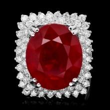 14k White Gold 17.50ct Ruby 1.50ct Diamond Ring