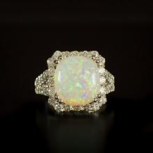 14K Gold 5.31ct Opal 1.60ct Diamond Ring