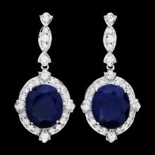 14k Gold 21ct Sapphire 1.90ct Diamond Earrings