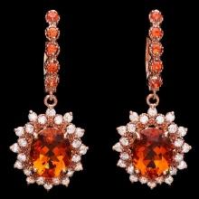 14k Rose 6.00ct Citrine 1.30ct Diamond Earrings