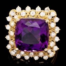 14k Gold 7.30ct Amethyst 1.00ct Diamond Ring