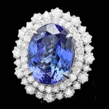 18k Gold 11.00ct Tanzanite 2.00ct Diamond Ring