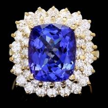 14k Gold 7.00ct Tanzanite 2.50ct Diamond Ring