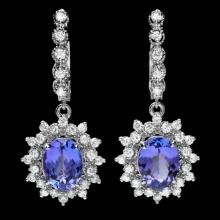 14k Gold 5ct Tanzanite 1.60ct Diamond Earrings