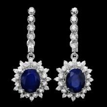 14k Gold 7.00ct Sapphire 1.80ct Diamond Earrings