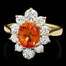 14k Yellow Gold 3.00ct Garnet 1.10ct Diamond Ring