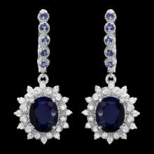 14k Gold 6.4ct Sapphire 1.00ct Diamond Earrings