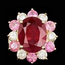 14k Yellow Gold 7.00ct Ruby 1.30ct Diamond Ring