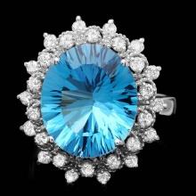 14k White Gold 7.00ct Topaz 0.70ct Diamond Ring