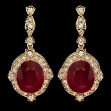 14k Gold 22.50ct Ruby 1.70ct Diamond Earrings