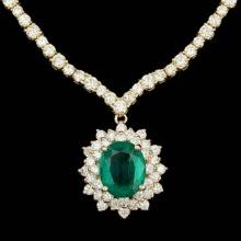 18k Gold 5.00ct Emerald 14.85ct Diamond Necklace