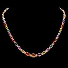 14k Gold 33ct Sapphire 1.2ct Diamond Necklace