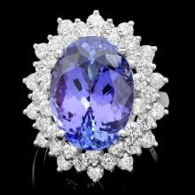 14k Gold 12.50ct Tanzanite 2.50ct Diamond Ring