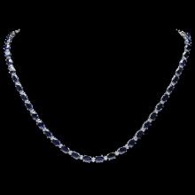 14k Gold 30ct Sapphire 1.00ct Diamond Necklace