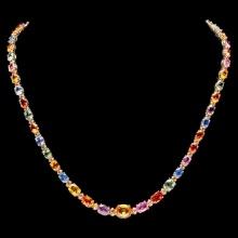 14k Gold 30ct Sapphire 1.5ct Diamond Necklace