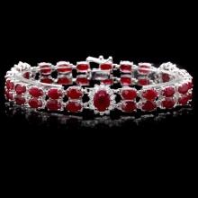 14k White Gold 22ct Ruby 1.30ct Diamond Bracelet