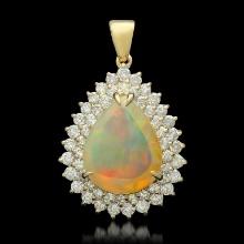 14K Gold 6.64ct Opal 1.95ct Diamond Pendant