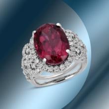 14K Gold 8.95cts Tourmaline & 1.59cts Diamond Ring