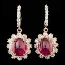 14k Gold 12.50ct Ruby 3.00ct Diamond Earrings