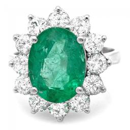 14k White Gold 4.00ct Emerald 1.90ct Diamond Ring