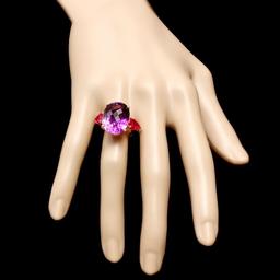 14k Yellow Gold 14.85ct Amethyst 3.00ct Ruby Ring