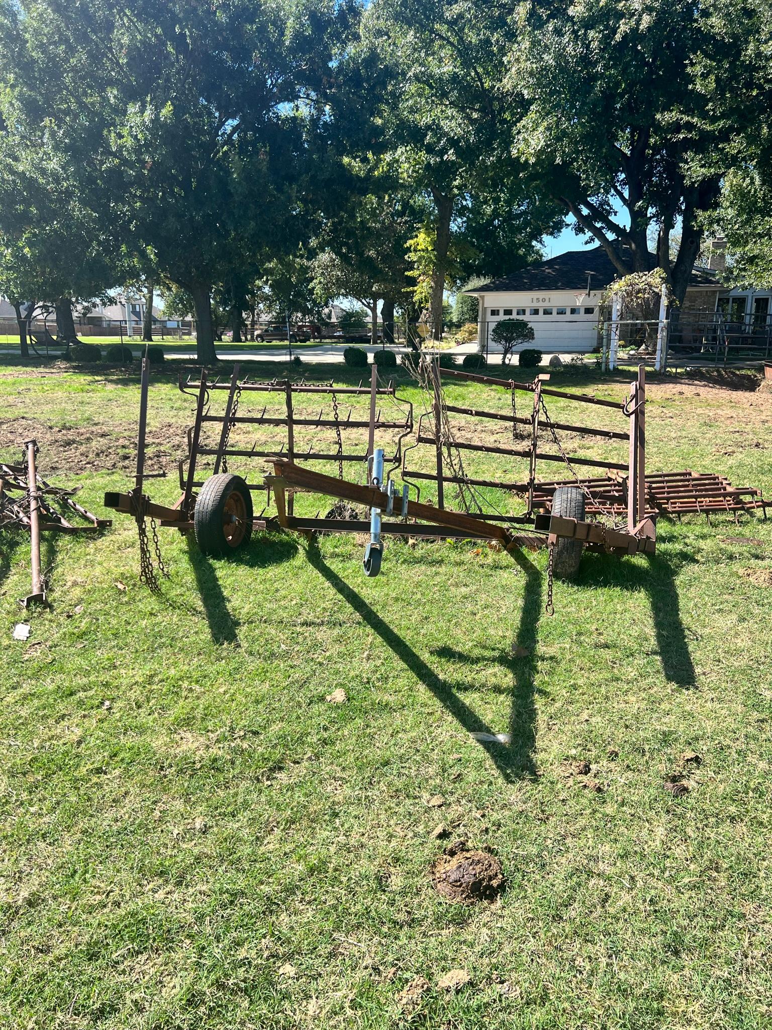 4 SECTION HARROW MOUNT ON WHEELS