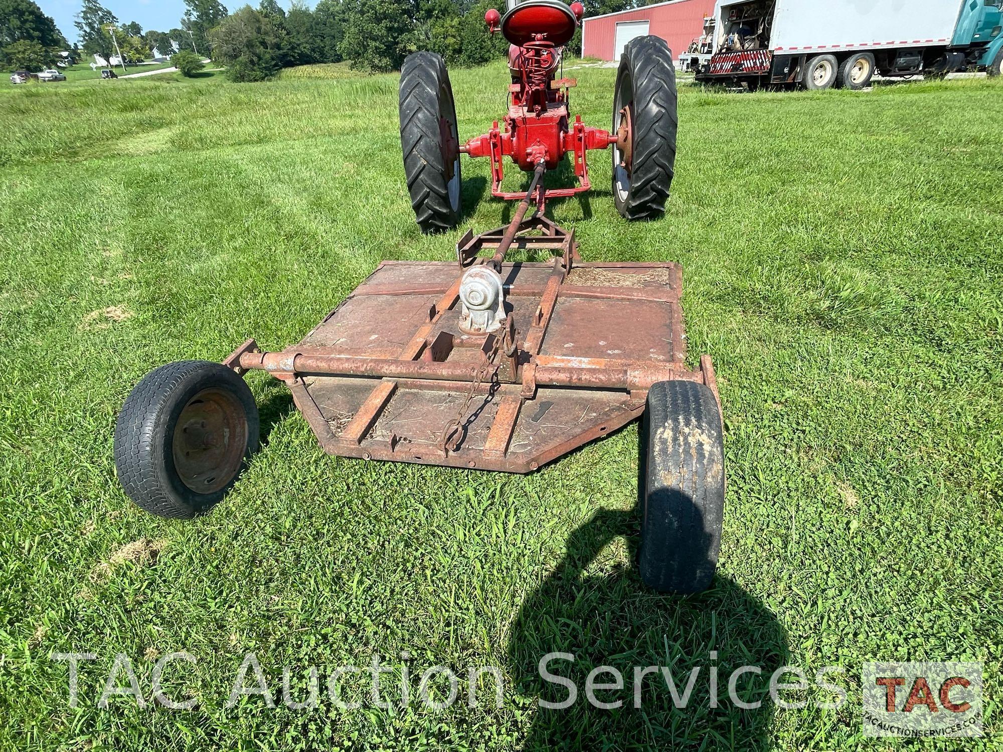 1949 Farmall H Row Crop Tractor with Rotary Cutter Attachment