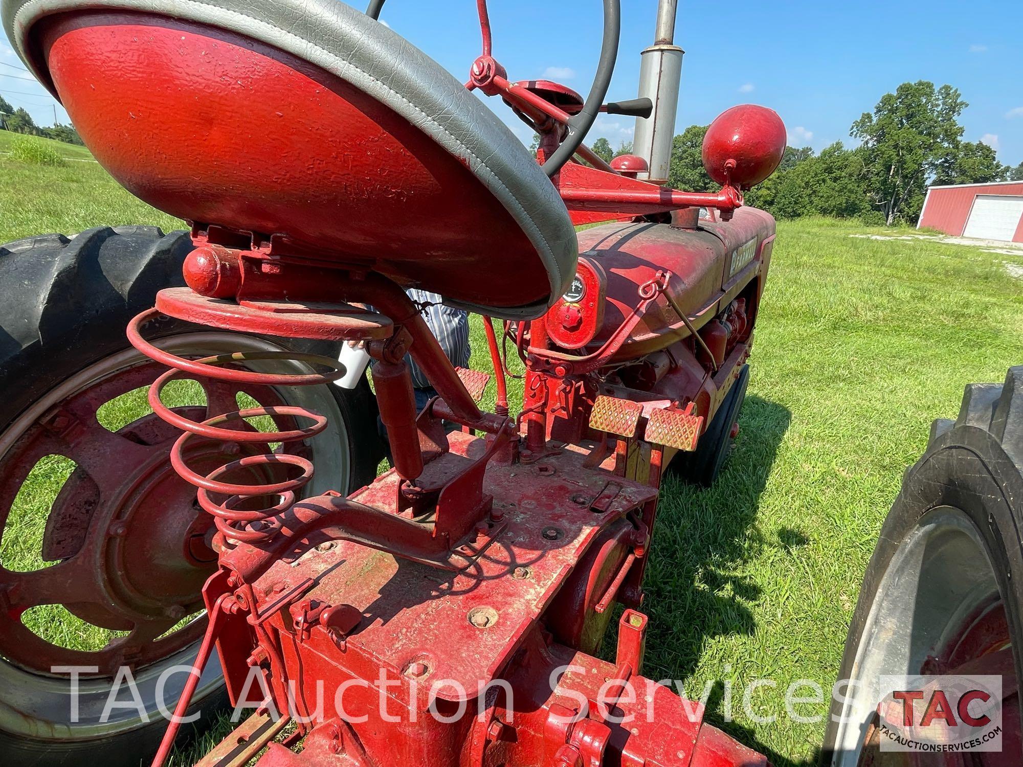 1949 Farmall H Row Crop Tractor with Rotary Cutter Attachment