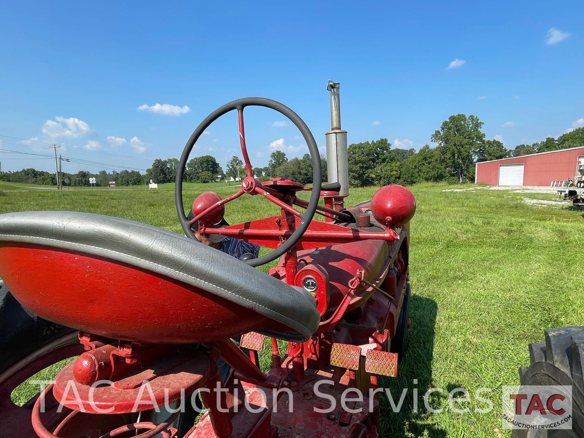 1949 Farmall H Row Crop Tractor with Rotary Cutter Attachment