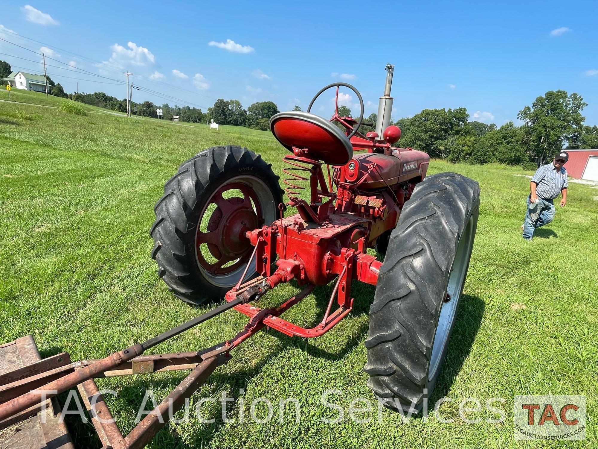 1949 Farmall H Row Crop Tractor with Rotary Cutter Attachment