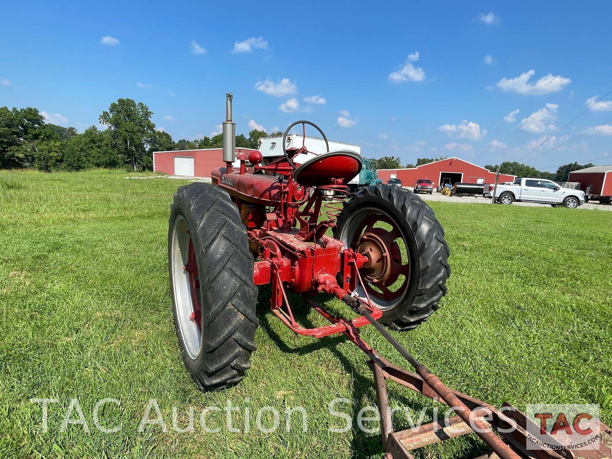 1949 Farmall H Row Crop Tractor with Rotary Cutter Attachment