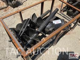 New Skid Steer Auger Attachment W/ (3) Auger Bits