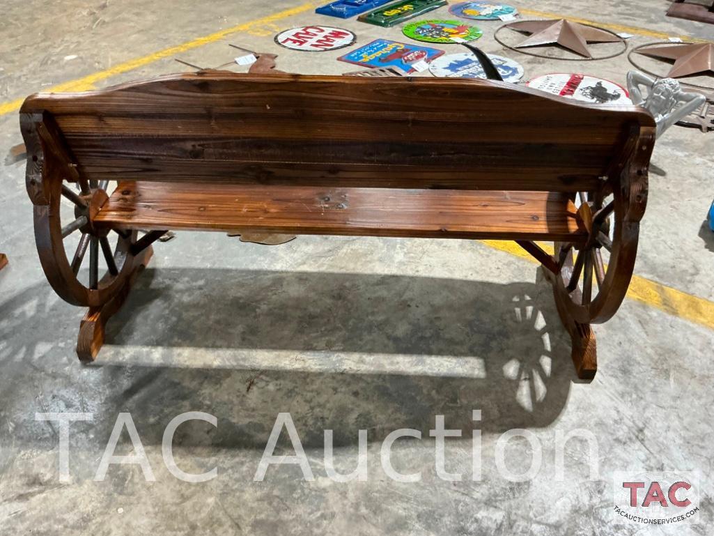 Wagon Wheel Wood Bench