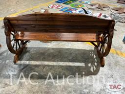 Wagon Wheel Wood Bench