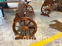 Wagon Wheel Wood Bench