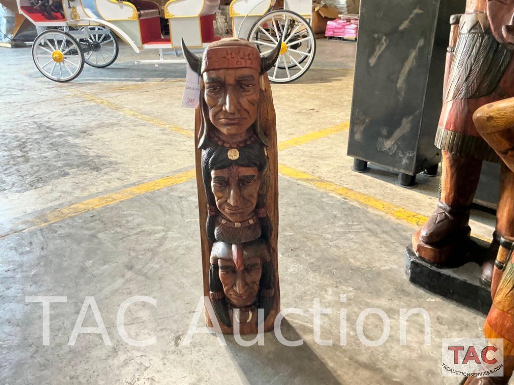3 Headed Indian Totem Pole